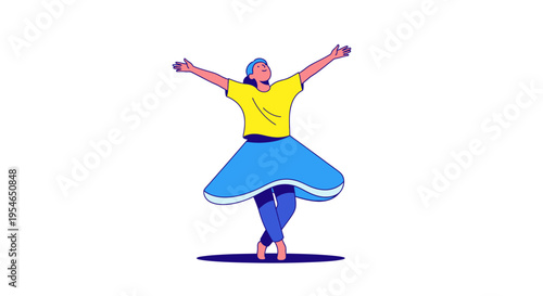 Joyful Woman Dancing with Arms Outstretched, Celebrating Freedom and Happiness