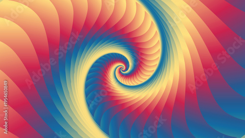 Vibrant colorful spiral gradient pattern with swirling shapes and lines