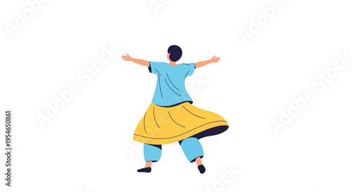 Joyful Person Dancing with Open Arms, Expressing Freedom and Happiness
