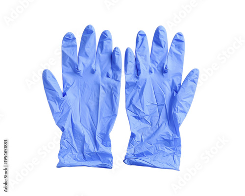 Blue medical latex gloves isolated on a transparent background