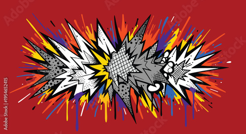 Explosion of colorful abstract shapes.