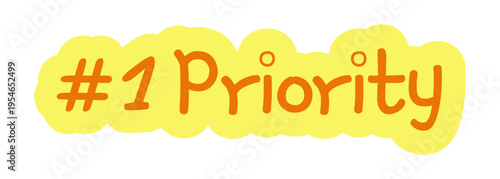 Number one priority hand drawn line sticker illustration. Top goal. First task importance. Digital planning clip art in doodle style. Colorful planner icon label. Bullet journal die cut element