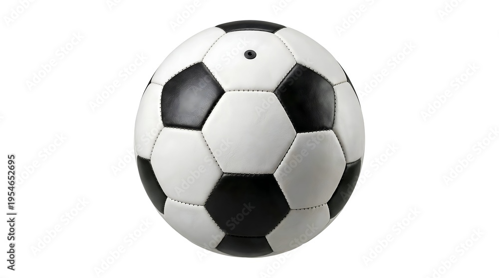 Fototapeta premium Classic black and white soccer ball isolated on a pristine white background for sports competition and team games