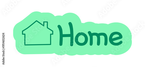 Home hand drawn line sticker illustration. Household task. Family plan. House daily routine. Digital planning clip art in doodle style. Colorful planner icon label. Bullet journal die cut element