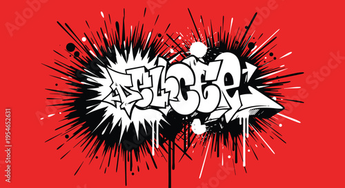 Graffiti Art on Red Background.