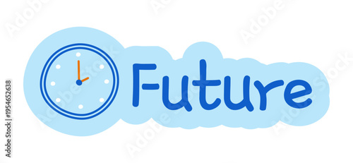 Future hand drawn line sticker illustration. Upcoming event. Long-term task. Agenda schedule. Digital planning clip art in doodle style. Colorful planner icon label. Bullet journal die cut element