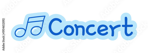 Concert hand drawn line sticker illustration. Musical note performance. Live music event. Digital planning clip art in doodle style. Colorful planner icon label. Bullet journal die cut element