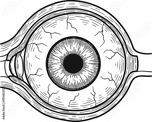 Human eye organ medical anatomy illustration vector line art