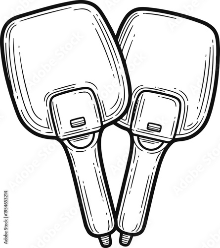 Defibrillator paddle equipment healthcare line art illustration vector