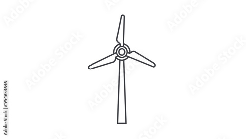 Simple Line Drawing of Wind Turbine.