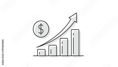 A line graph showing an increase in financial growth with a dollar sign