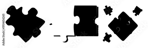 Jigsaw puzzle set with white puzzle pieces and subtle shadow illustration featuring jigsaw, puzzle, puzzle pieces with minimalist design and vector illustration