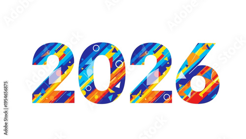 Colorful 2026 Typography with Vibrant Design Elements.