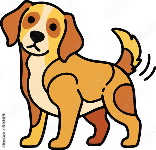 Happy Brown Dog Wagging Its Tail. Cheerful brown dog showing joy by wagging its tail and smiling.