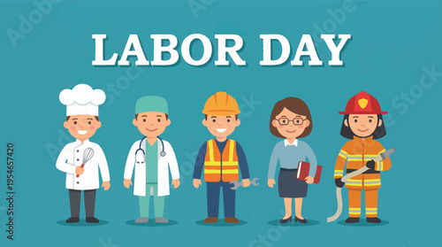Labor Day Celebration Illustration with Diverse Professional Workers