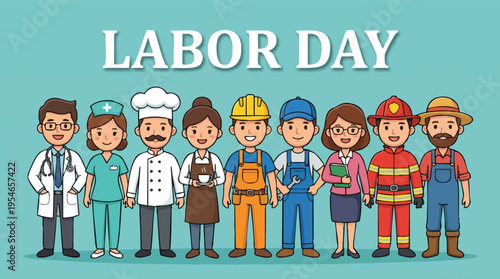 Labor Day Celebration with Diverse Group of Professionals Illustration