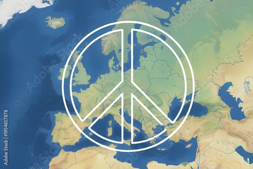 Peace Symbol Over Europe Map Representing Unity and International Peace