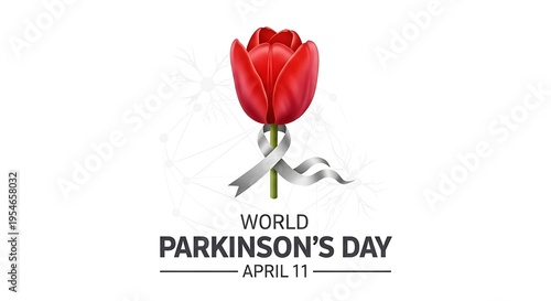 World parkinson's day awareness red tulip logo