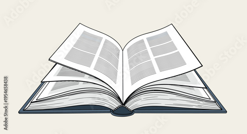 Open book with turning pages on a plain background symbolizes knowledge, education, and the joy of reading literature in a digital age.
