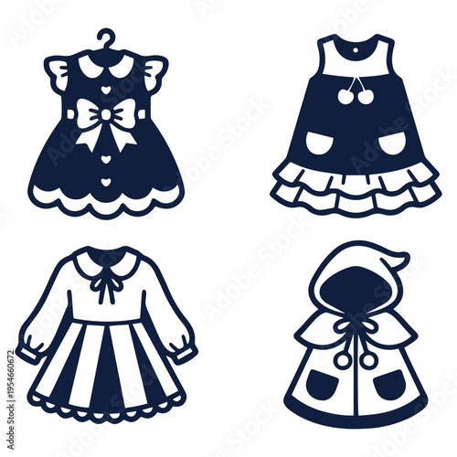 Kids Clothing Icons Flat Vector