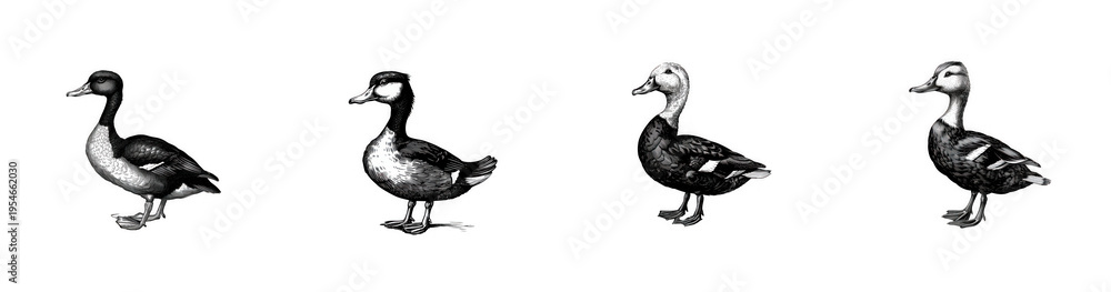 Fototapeta premium Set of cute duck illustrations as PNG asset isolated on transparent background