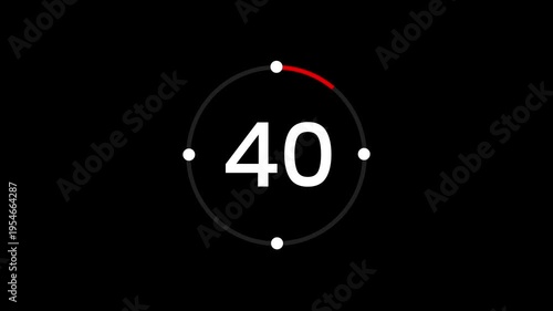 45 Seconds Countdown with red circle smooth