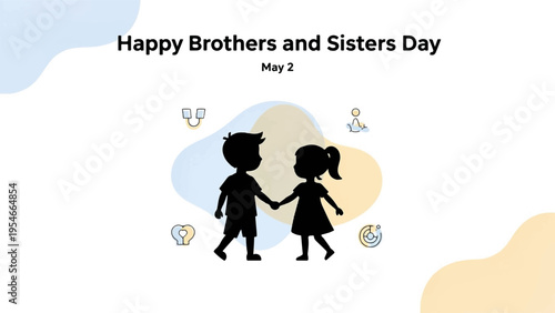Vector illustration of siblings holding hands for Brothers and Sisters Day