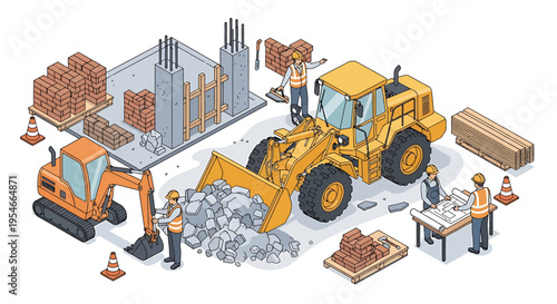 Yellow Construction Equipment Heavy Machinery.