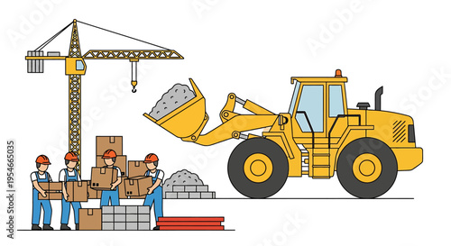 Yellow Construction Dump Truck Vehicle.