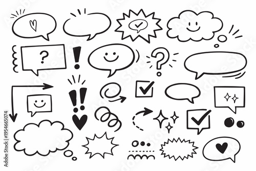 Collection of cartoon speech bubbles and punctuation marks