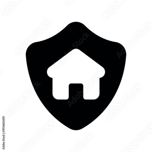 Home Security Shield Symbol Defending Residential Property