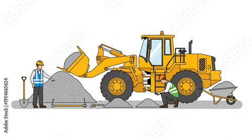 Man and worker with heavy loader.