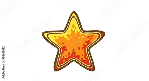Vibrant Golden Star Illustration with Fiery Orange and Yellow Hues.