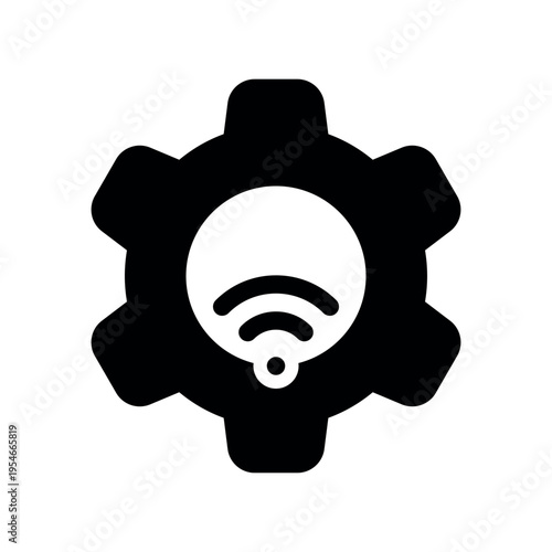 Broadband Connection Preferences Cogwheel Vector Icon