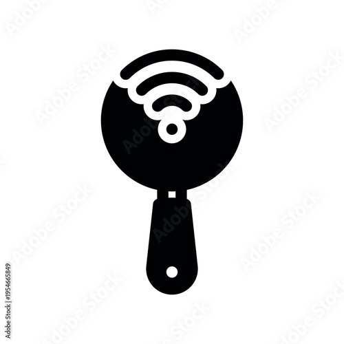 Magnifying Glass Hunting Wireless Network Solid Graphic