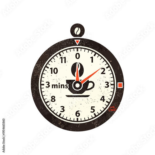 Coffee Break Time Icon with Stopwatch and Coffee Bean