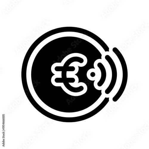 Contactless Euro Currency Payment Outline Vector