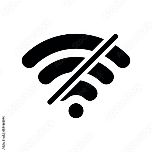 Disconnected Network Slash Icon Disabling Internet Idea