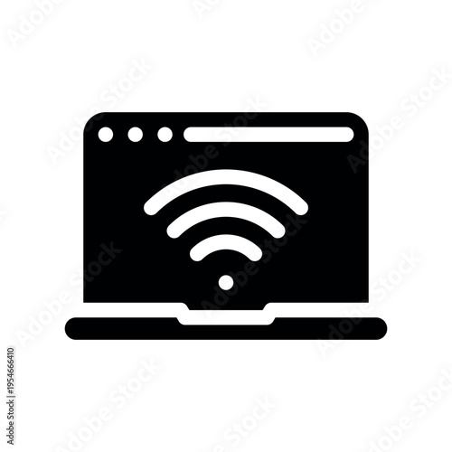 Laptop Computer Window Presenting Wi-Fi Connection Sign