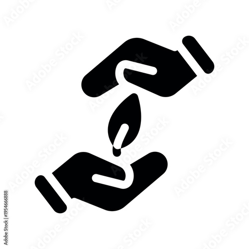 Hands Holding And Protecting Small Fire Flame Icon