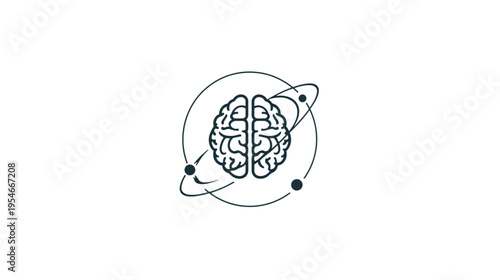 Brain Intelligence and Knowledge Orbiting the Human Mind Concept Illustration