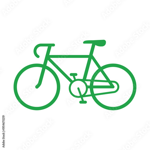 Green road bicycle icon. Sustainable transport and fitness concept vector illustration.