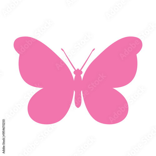 Pink butterfly silhouette. Nature and beauty decoration concept vector illustration.