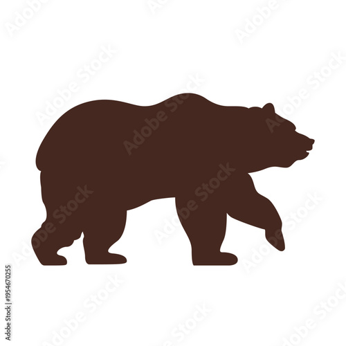 Brown bear silhouette walking. Wilderness and wildlife nature concept vector illustration.