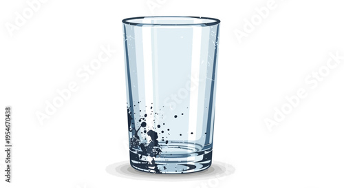 Clear glass with dark liquid splashes inside