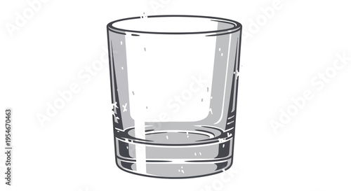 Empty clear glass tumbler on white background, illustration