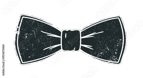 Distressed black bow tie icon