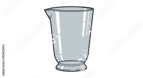 Empty glass beaker with spout, hand-drawn illustration