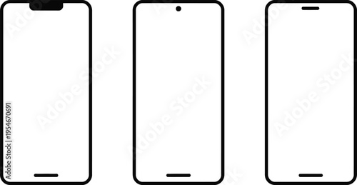 Smartphone Mockup Vector Set with Mobile Phone Wireframe for App UI UX Design Presentation