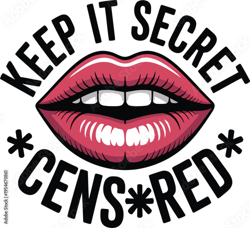 A graphic illustration of lips with a secret message